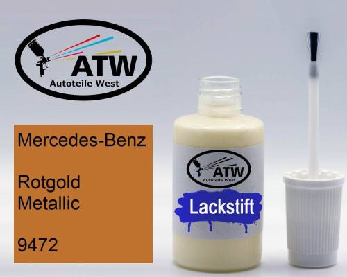 Mercedes-Benz, Rotgold Metallic, 9472: 20ml Lackstift, von ATW Autoteile West.